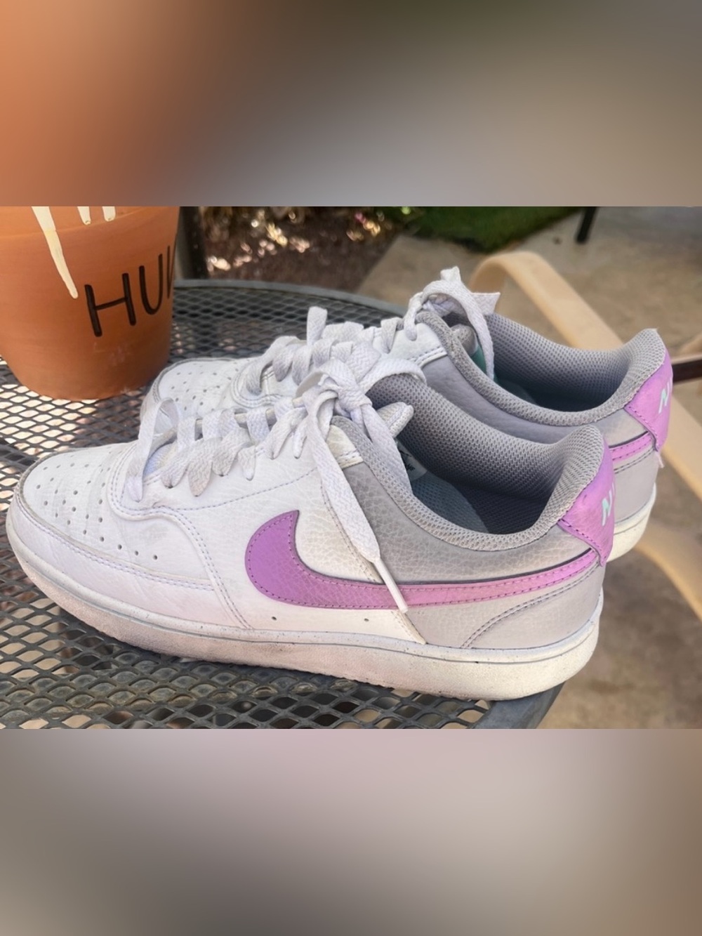 Nike Women's Court Vision Low-Top Sneakers in White and Purple